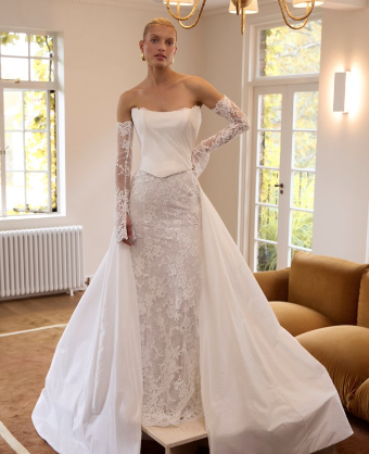 La Premiere Style: Bobbie -La Premiere Couture - GOWN & SLEEVES ONLY #0 default Ivory/Nude thumbnail